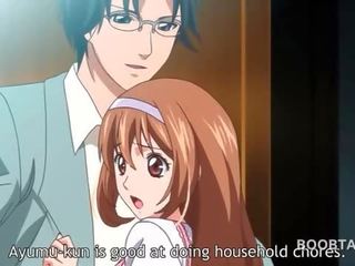 Redhead anime school doll seducing her cute teacher